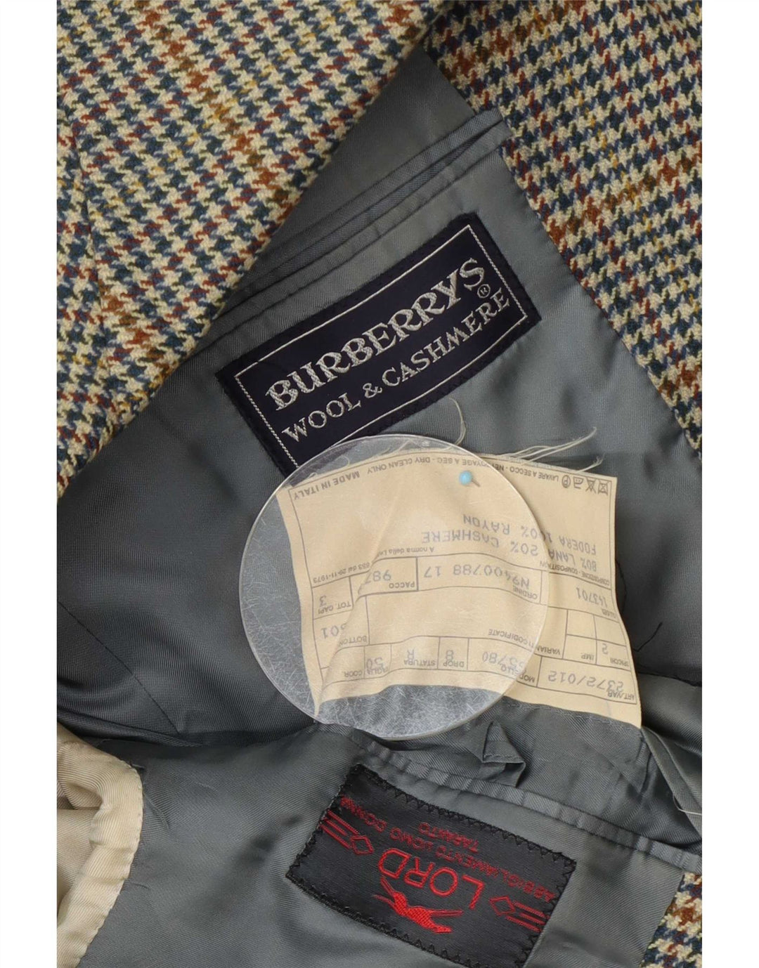 Burberrys Veste blazer à 1 bouton pour homme IT 50 Large laine pied-de-poule bleue