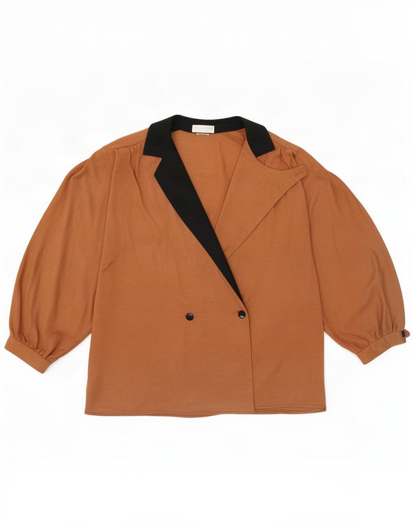 Yorn Chemisier à manches 3/4 pour femme UK 16 Large Marron Colourblock
