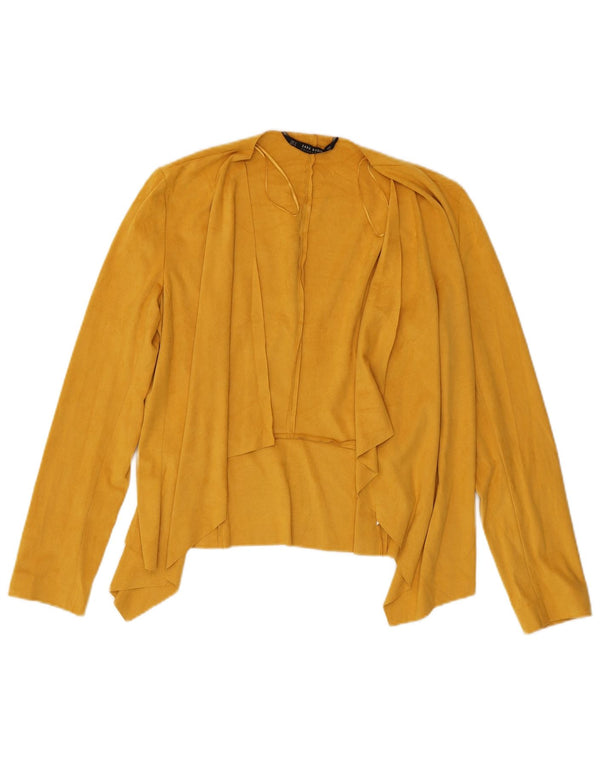 Zara Femme Cardigan Top UK 10 Petit Jaune Polyester
