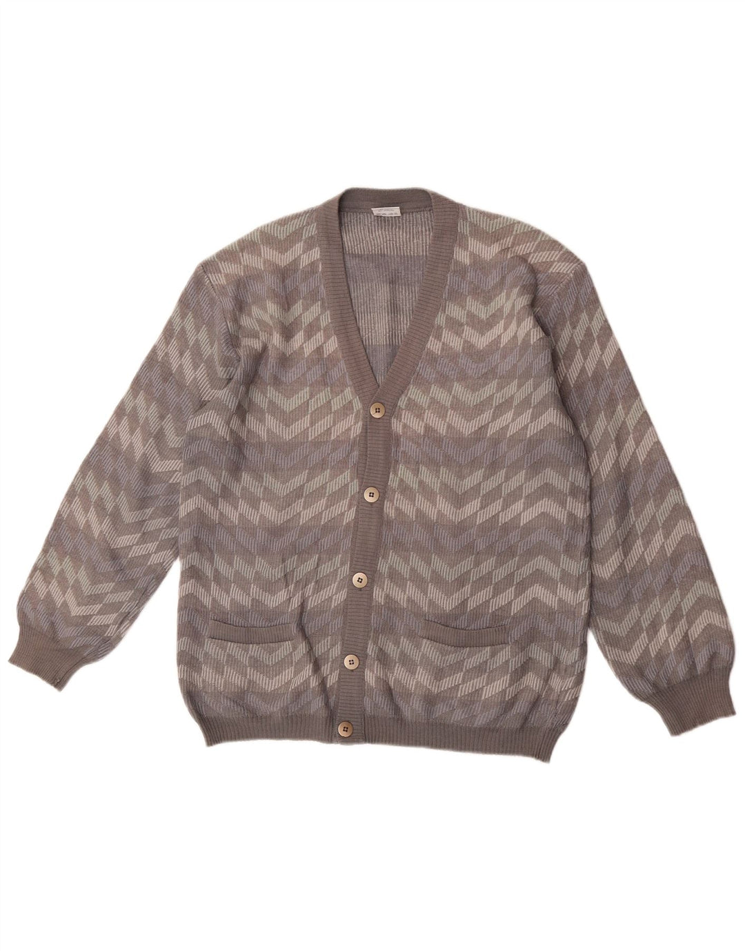Bernardini Homme Cardigan Pull Laine Rayé Gris Moyen
