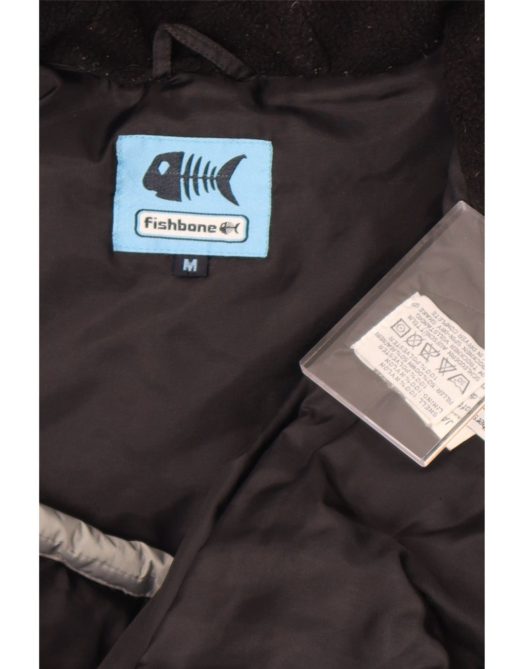 Fishbone Veste matelassée à capuche pour homme UK 38 Gris moyen Nylon colour block
