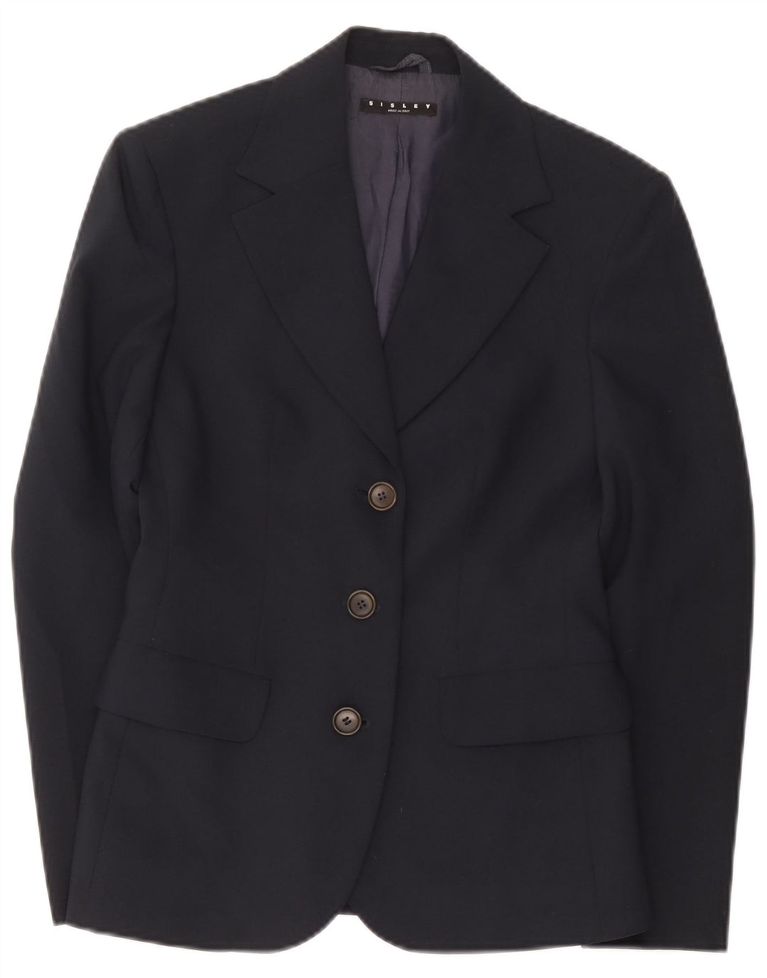 Sisley Veste Blazer 3 Boutons Femme IT 40 Petit Bleu Marine Polyester