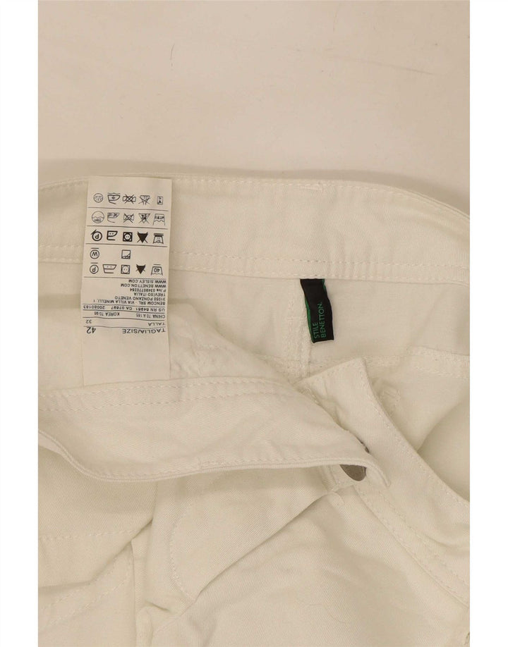 Benetton Pantalon Chaud Femme IT 42 Medium W32 Coton Blanc