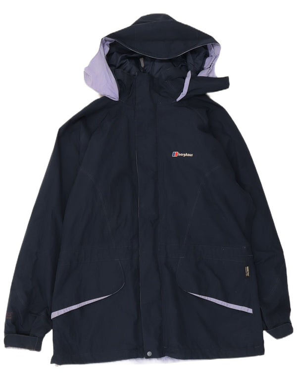 Berghaus Veste de pluie à capuche pour homme UK 40 Large Bleu marine Polyester