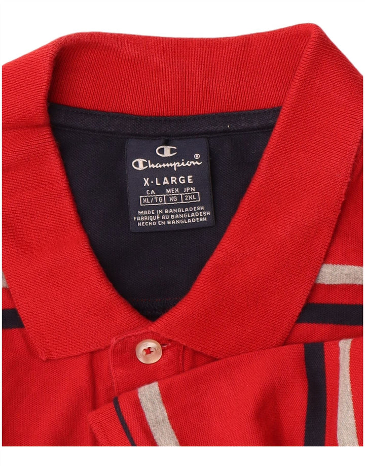 Champion Polo Homme XL Rayé Rouge