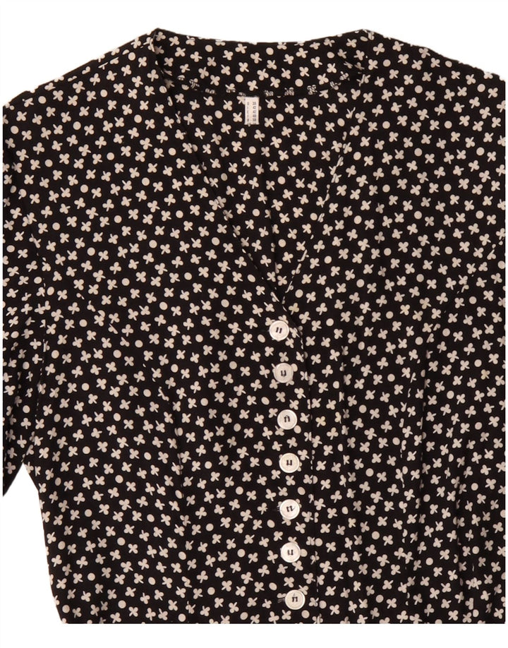 VINTAGE Robe trapèze pour femme IT 42 Medium Black Floral