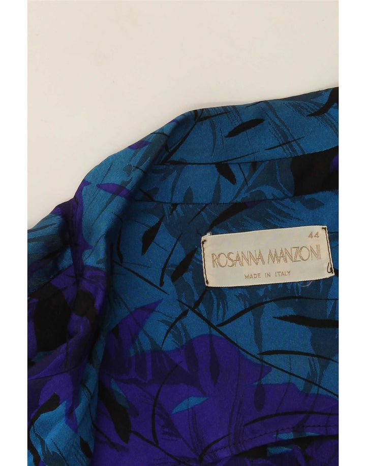 Rosanna Manzoni Veste Blazer Ouverte Femme IT 44 Bleu Moyen Floral