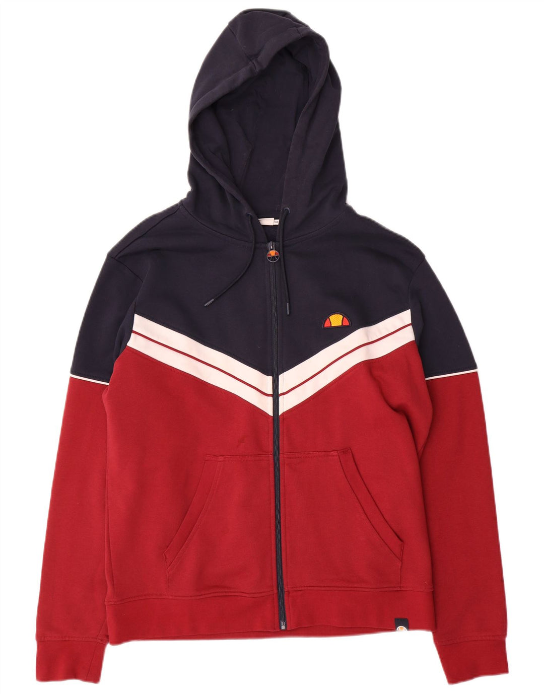 ELLESSE Pull à capuche zippé pour homme en coton color block rouge moyen