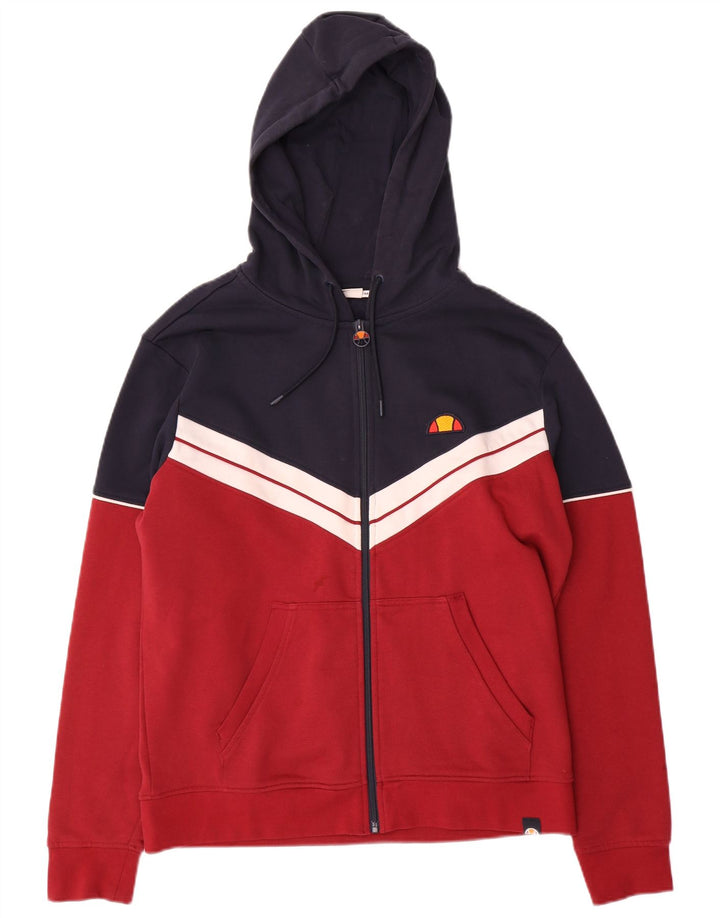 ELLESSE Pull à capuche zippé pour homme en coton color block rouge moyen
