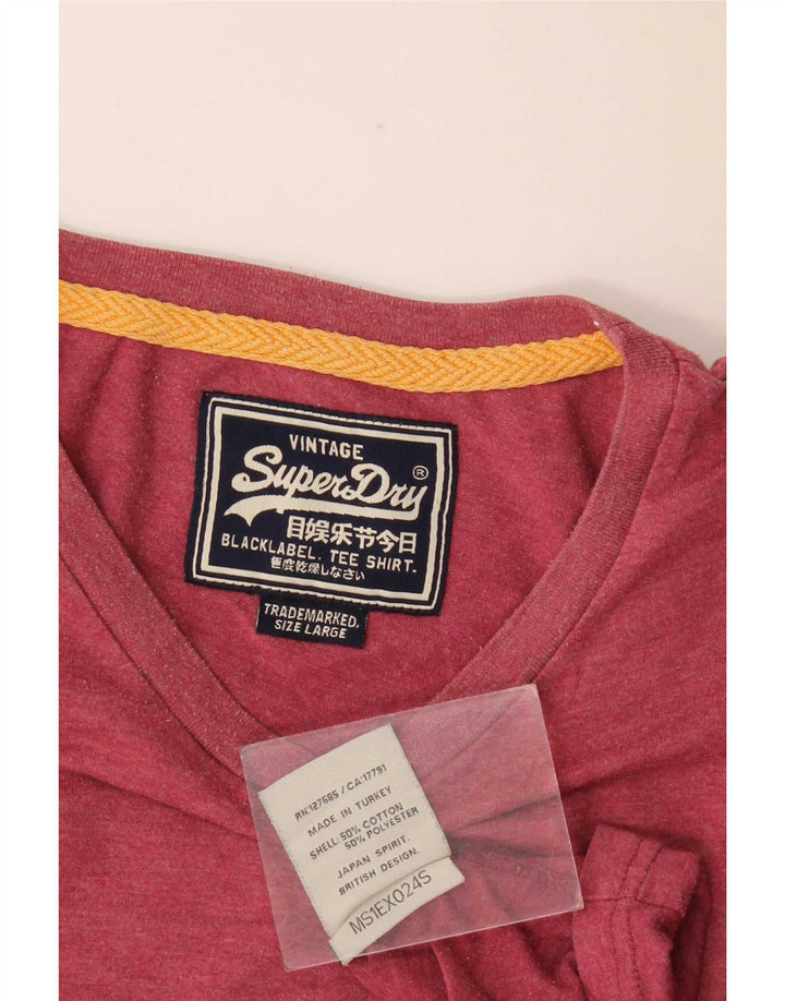 Superdry Homme Graphic T-Shirt Top Large Rouge Coton