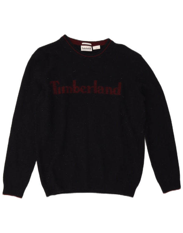 Timberland Pull graphique à col rond pour femme UK 14 Bleu marine moyen