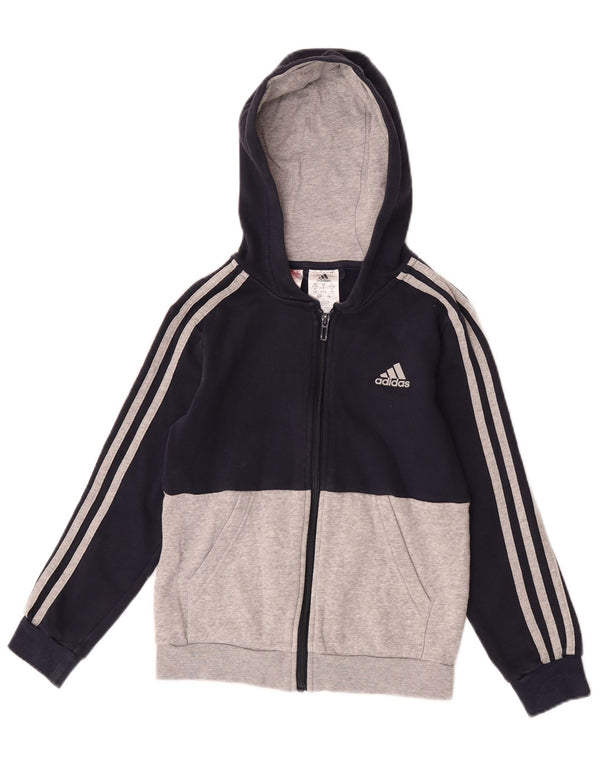 Adidas Pull à capuche zippé pour garçon 9-10 ans Bleu marine Colourblock Coton