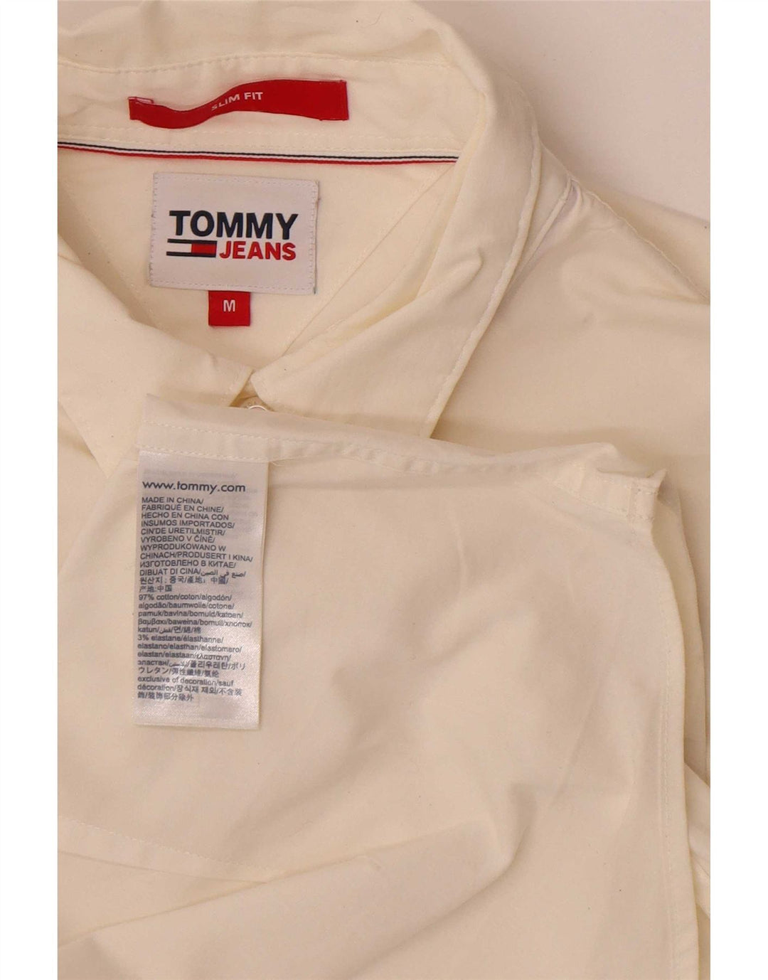 Tommy Hilfiger Chemise Slim Fit Homme Blanc Cassé Moyen Coton