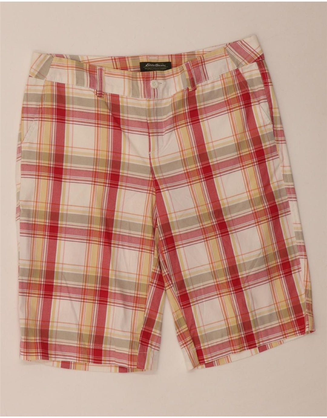 EDDIE BAUER Short Chino Femme US 6 Medium W30 Rouge à Carreaux Coton