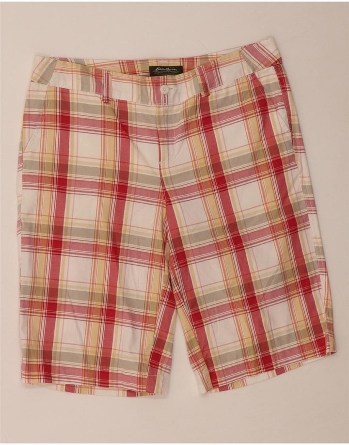 EDDIE BAUER Short Chino Femme US 6 Medium W30 Rouge à Carreaux Coton
