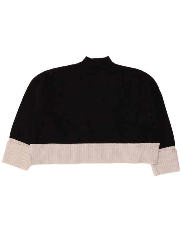 Zara Pull court à col roulé pour femme UK 20 2XL Noir Colourblock