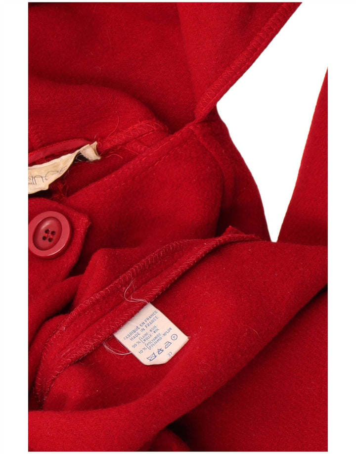 vintage Femme Front Tie Pardessus UK 18 XL Laine Rouge