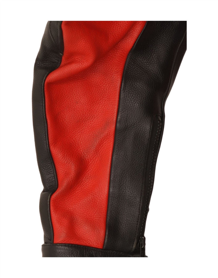 vintage Mens Leather Racer Jacket UK 40 Grand Colourblock multicolore