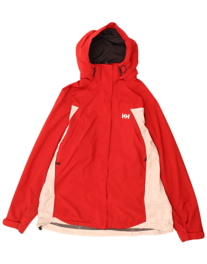 HELLY HANSEN Veste de pluie à capuche pour femme UK 18 XL Rouge Colorblock Polyester