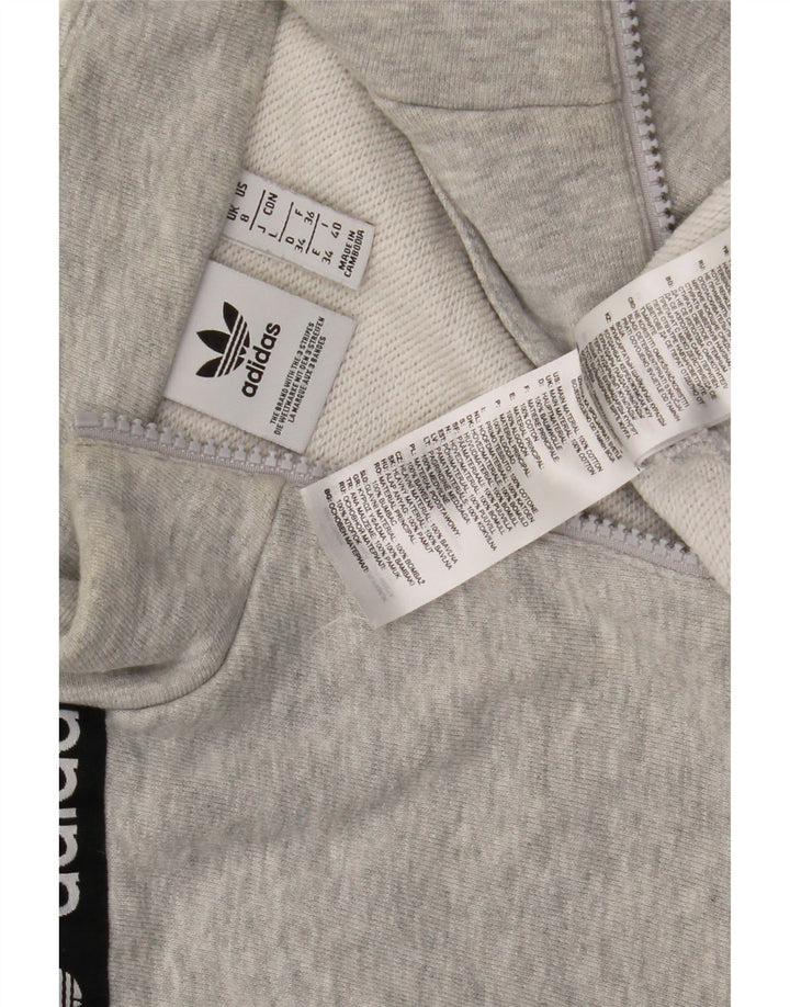 Adidas Sweat-shirt surdimensionné à col zippé pour femme UK 8 Petit Gris