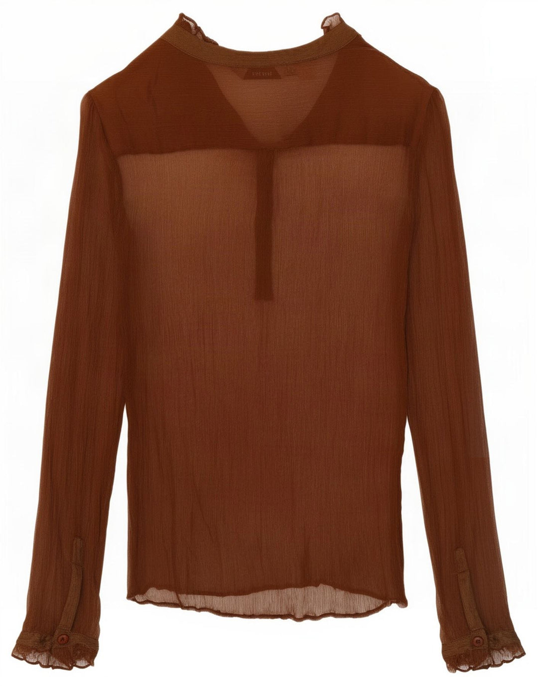 Zara Haut transparent à manches longues pour femme UK 14 Soie marron moyen