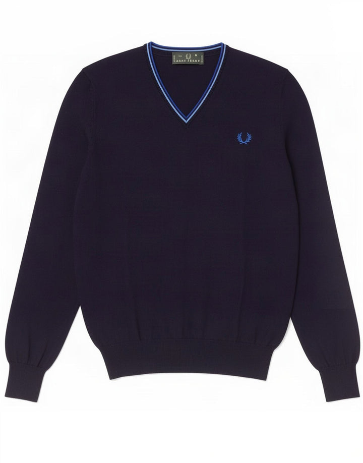 Fred Perry Pull Col V Homme Bleu Marine Moyen Coton