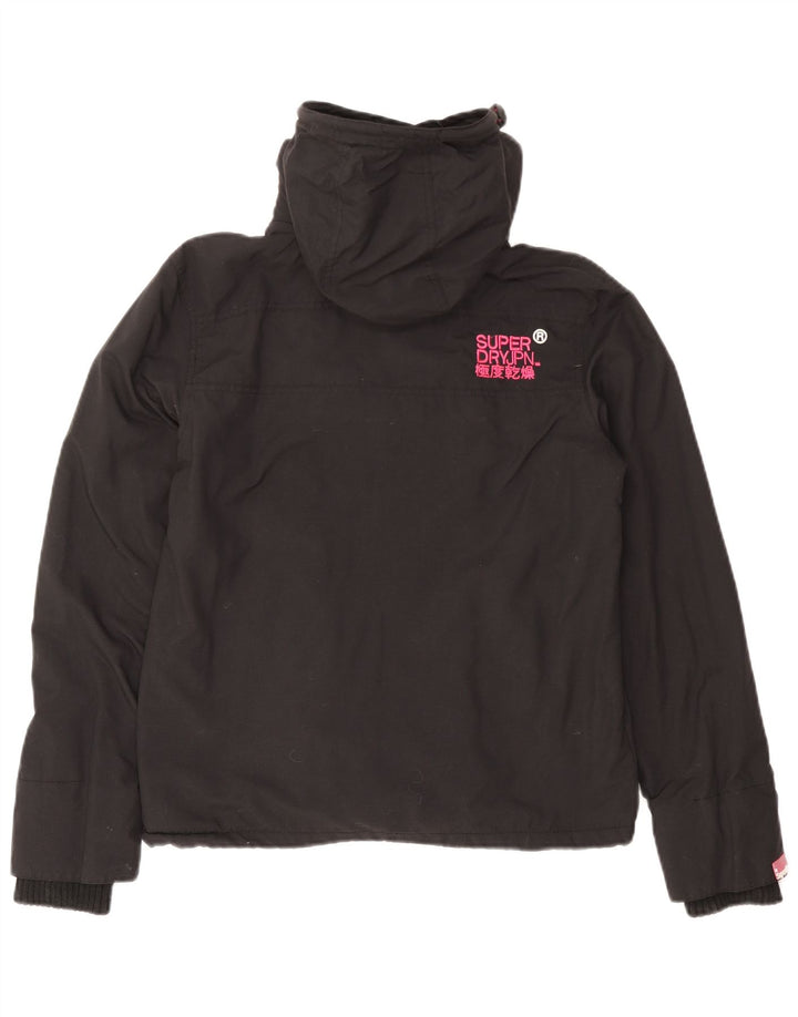 Superdry Veste coupe-vent à capuche graphique pour femme UK 14 Medium Black Nylon