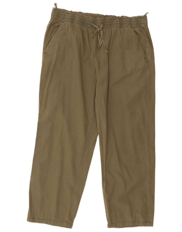 Marks & Spencer Pantalon Chino Droit Femme UK 18 XL W36 L26 Kaki