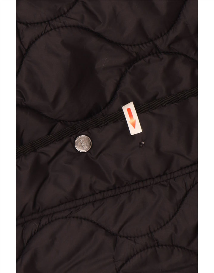 Dkny Manteau matelassé à capuche surdimensionné pour femme UK 10 Petit nylon noir