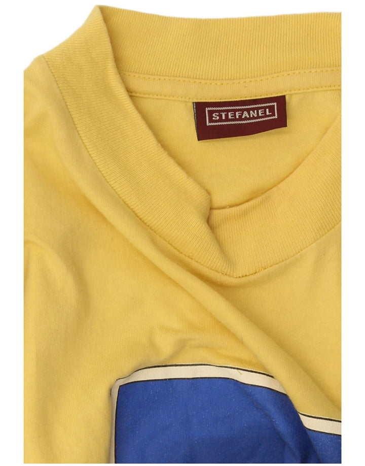 Stefanel Homme T-Shirt Graphique Haut Large Jaune Coton