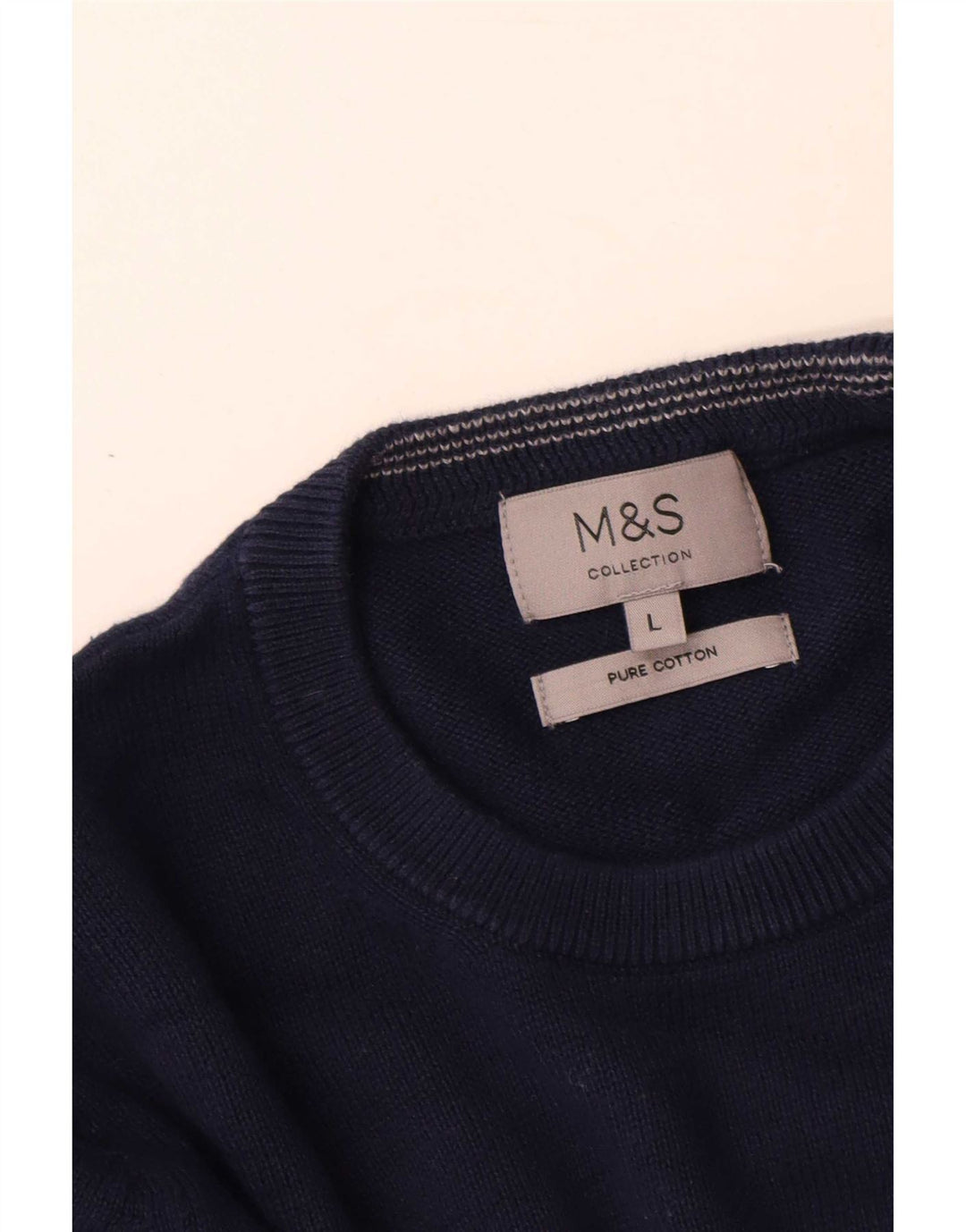 Marks & Spencer Pull à col rond pour homme en coton bleu marine Taille L
