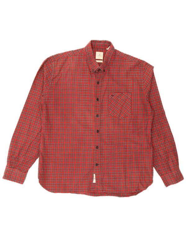 Dockers Chemise en flanelle coupe standard pour homme en coton à carreaux rouges