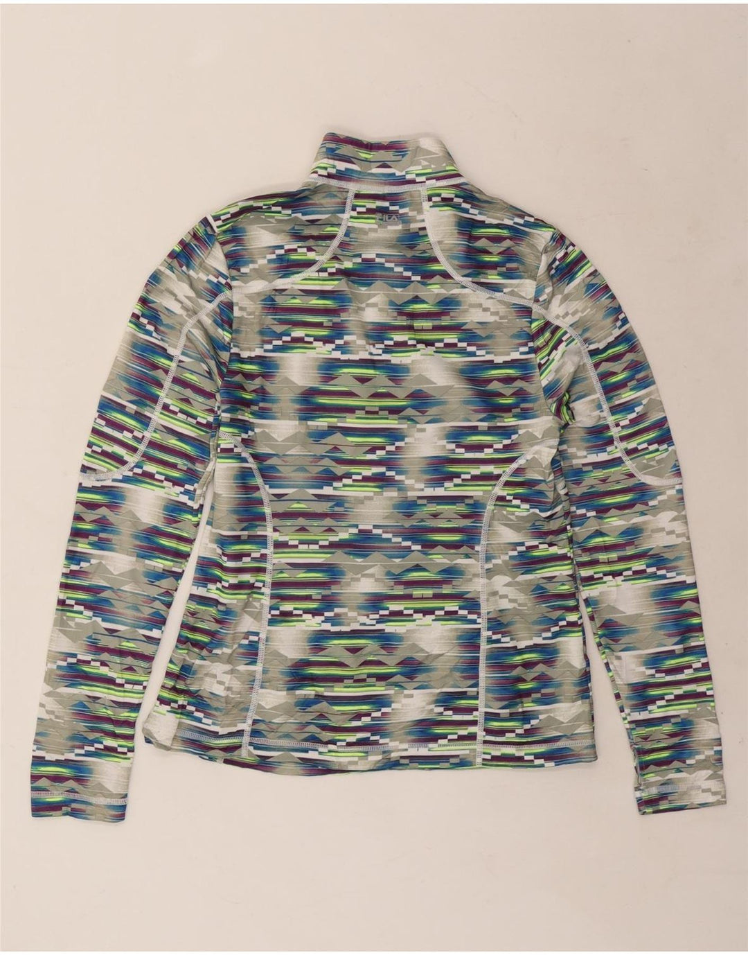 FILA Femme Pull Survêtement Top UK 12 Moyen Multicolore Géométrique