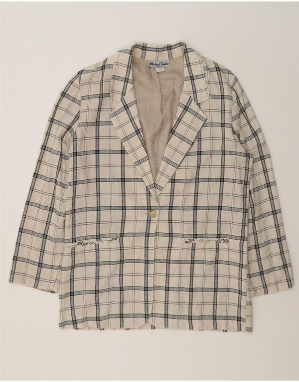 Michael Taylor Veste blazer longue surdimensionnée pour femme UK 16 Large Beige