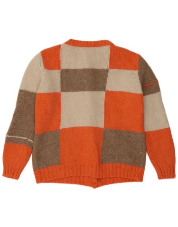 Madeleine Cardigan Femme Pull UK 18/20 XL Orange Colourblock Cachemire