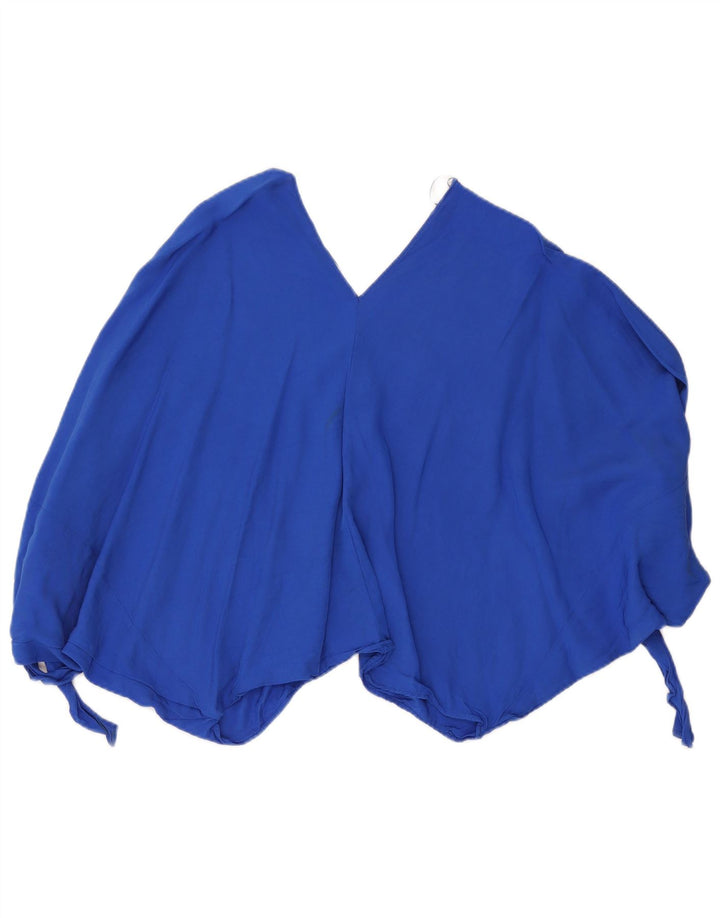Zara Femme Chemisier Court Oversize UK 14 Bleu Moyen Viscose