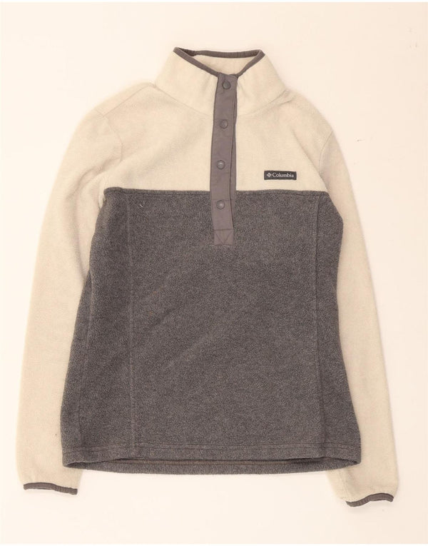 Columbia Pull polaire à col boutonné pour femme UK 10 Small Gris Colorblock