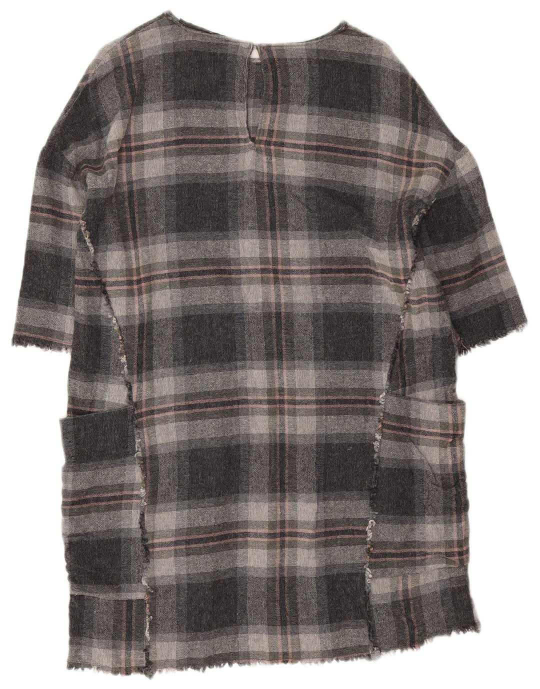 Robe tunique Zara pour femme UK 44 en viscose à carreaux gris moyen