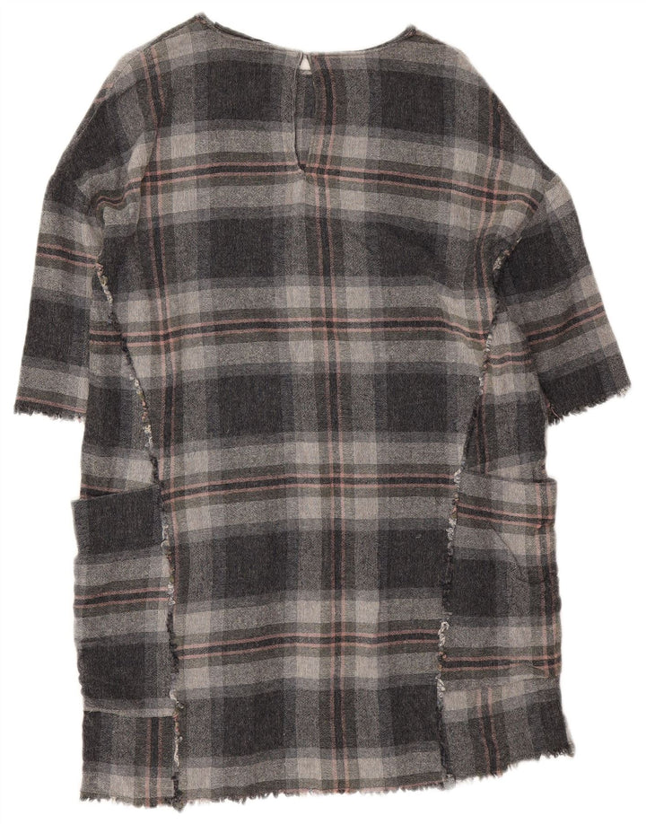 Robe tunique Zara pour femme UK 44 en viscose à carreaux gris moyen