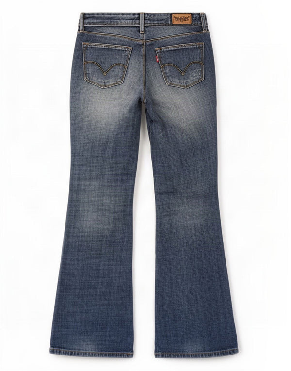 Levi's Jean Bootcut Taille Basse Femme 572 Effet Déchiré W28 L30 Bleu Coton