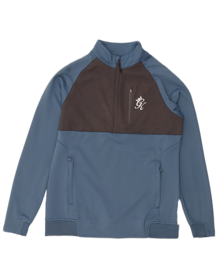 Gym King Sweat-shirt à col zippé pour homme Petit Bleu Colorblock
