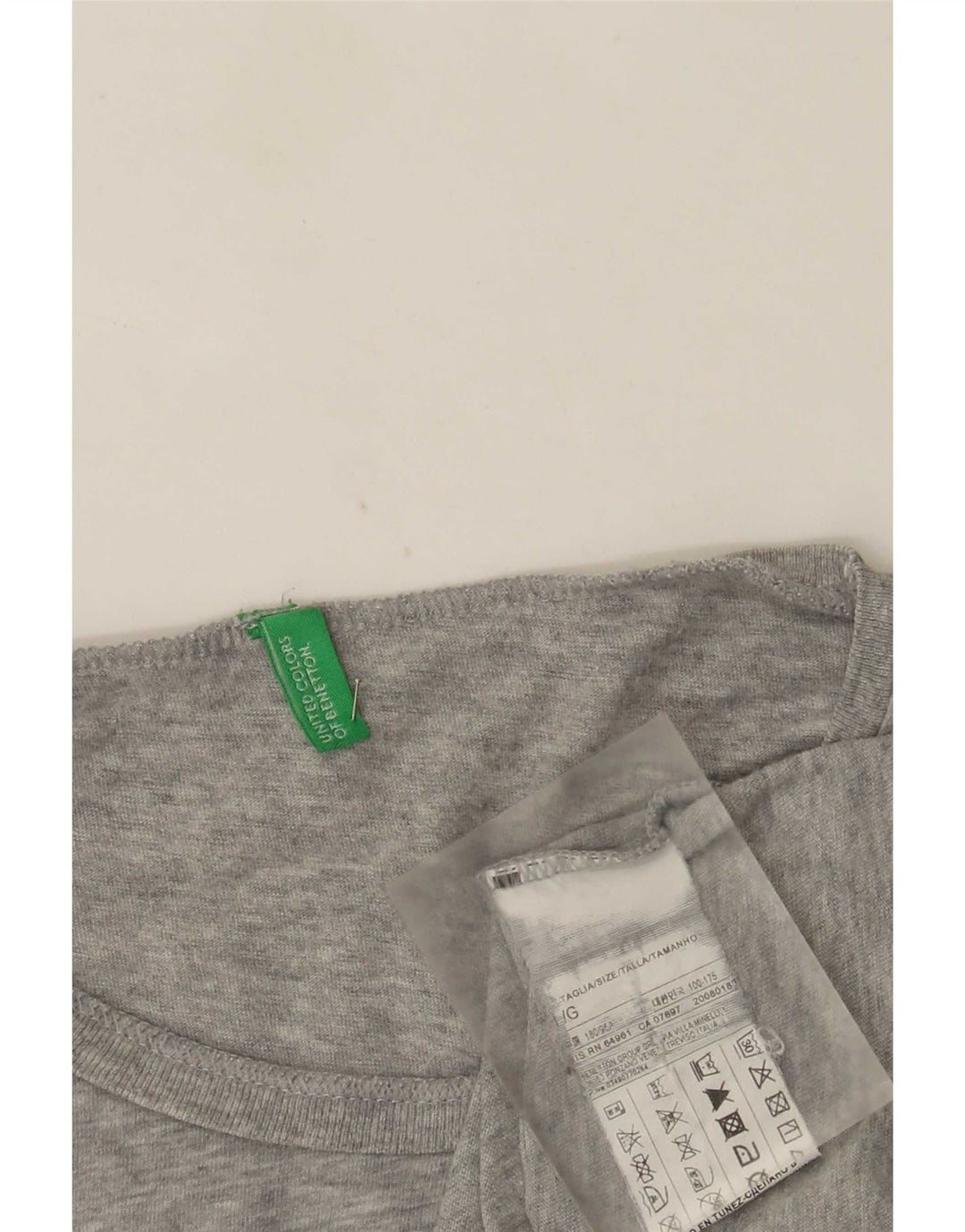 Benetton Femme T-Shirt Graphique Haut Large Gris Moucheté Coton