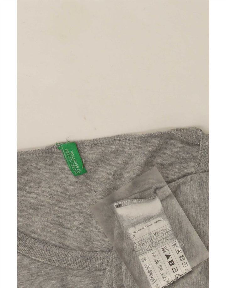 Benetton Femme T-Shirt Graphique Haut Large Gris Moucheté Coton