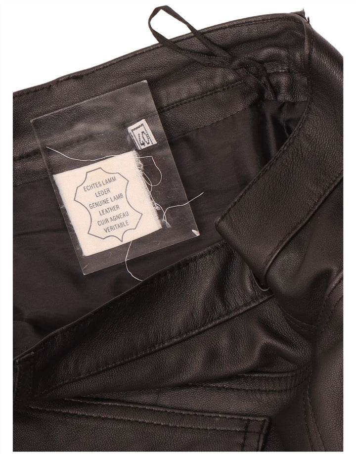 VINTAGE Pantalon droit femme EU 40 Moyen W28 L29 Cuir Noir