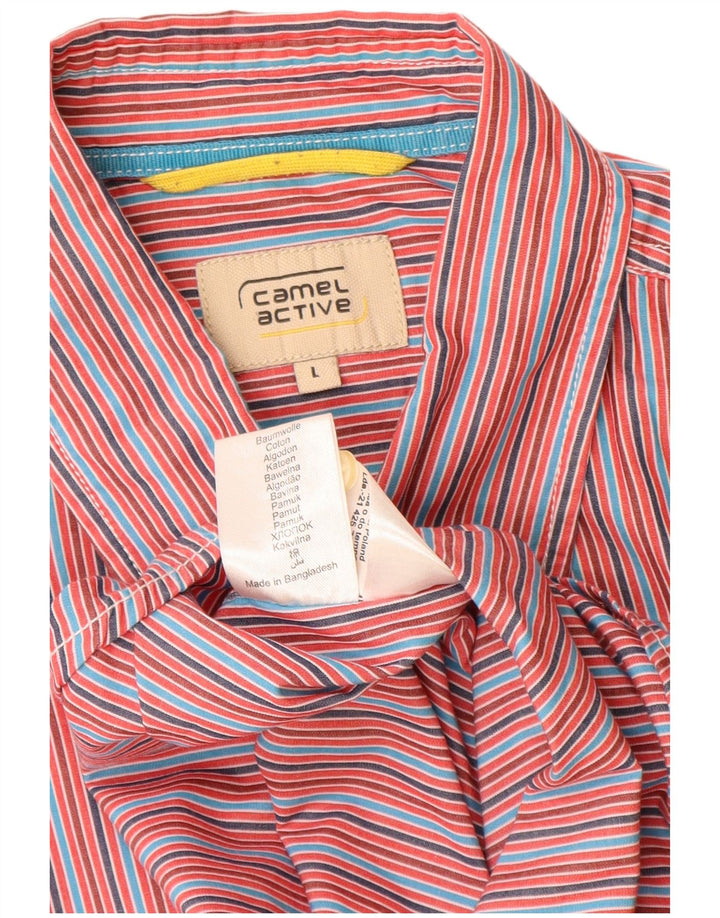 Camel Active Chemise à manches courtes pour homme en coton à fines rayures multicolores