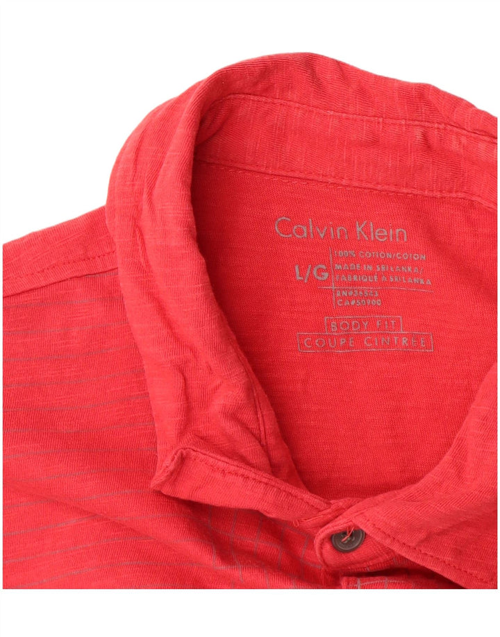 CALVIN KLEIN Polo Body Fit Homme Grand Carreau Rouge Coton