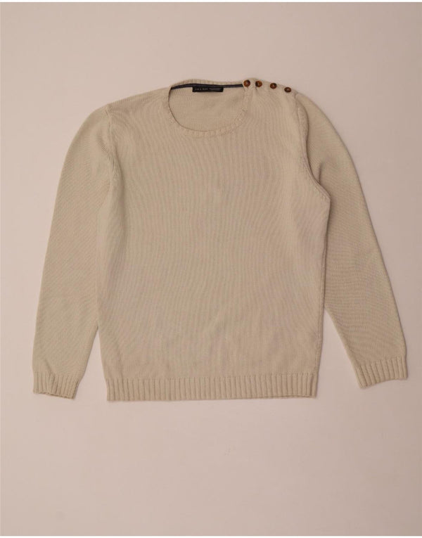 Zara Pull ras du cou pour homme XL en coton beige