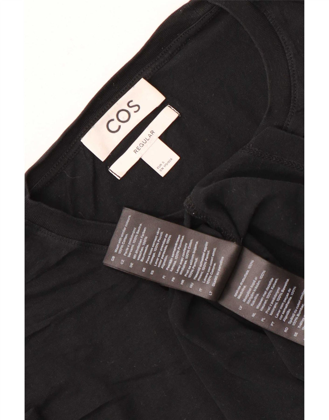 Cos T-Shirt régulier pour hommes, petit haut en coton noir