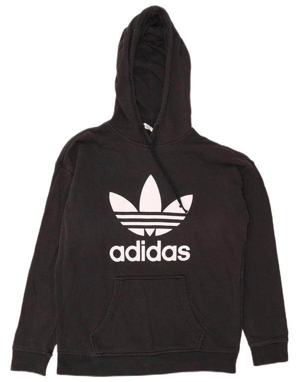 Adidas Pull à capuche surdimensionné graphique pour femme UK 10 Petit coton noir