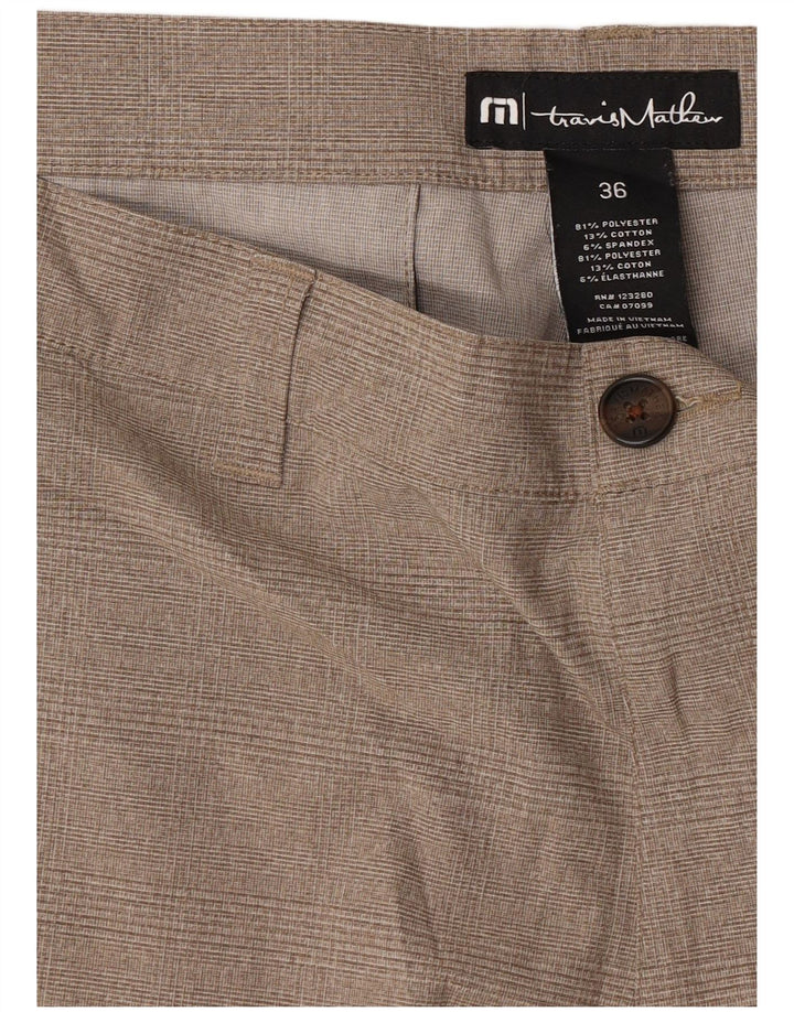 Travis Mathew Short chino pour homme W36 en polyester à carreaux beiges